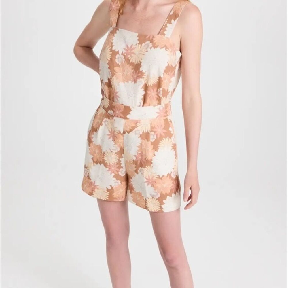 Faherty Sands Linen Shorts Floral Neutral  - Size M - Picture 4 of 5
